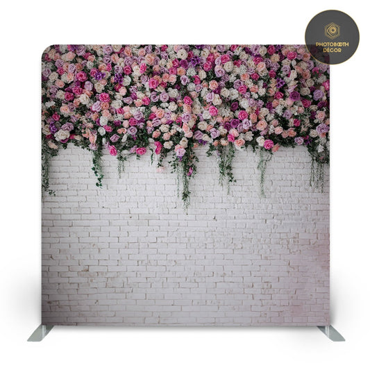 Brick Wall Pink Flower Roses Backdrop - Photobooth Décor
